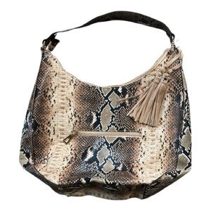Snakeskin Patterned Hobo Bag